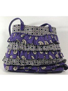 Vera Bradley Simply Violet/CHA CHA BAG Purple Ruffle Purse, Retired Pattern 2010